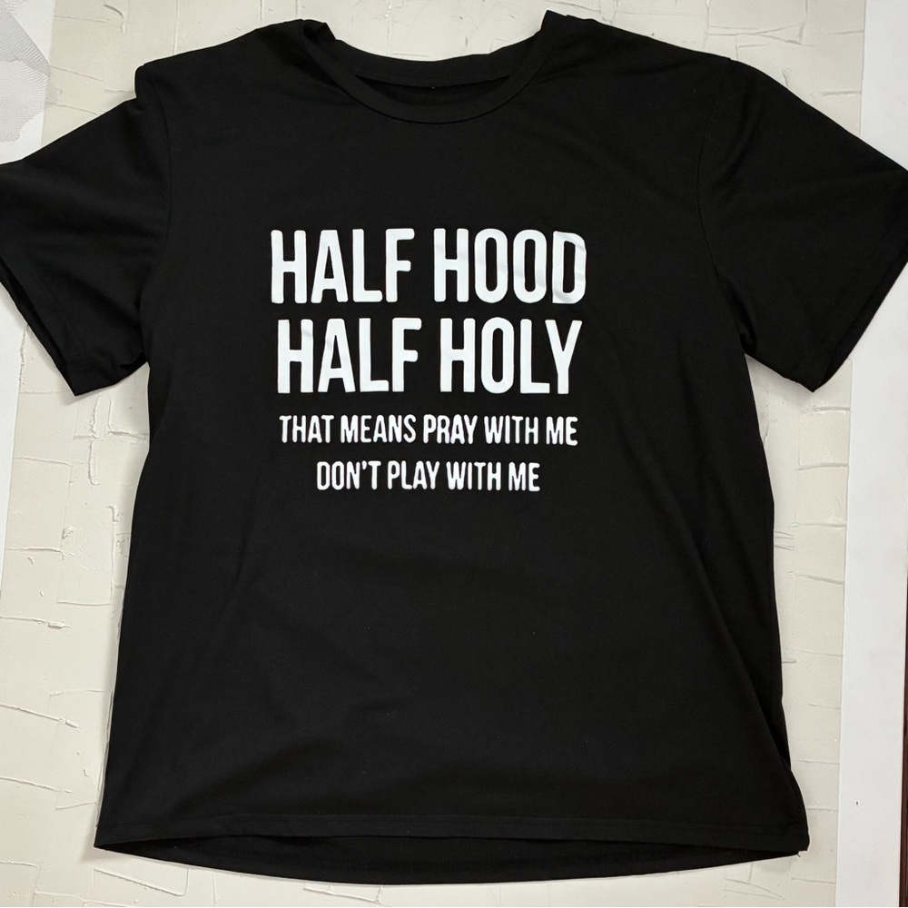 Half Hood half holy tee
